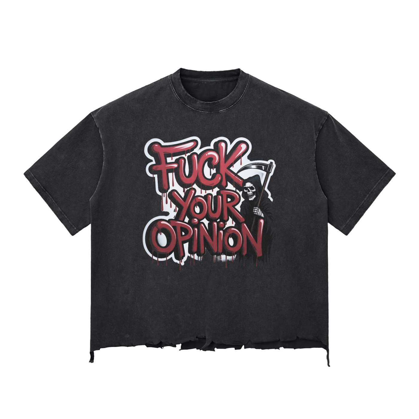 Snow Wash Raw-Hem Boxy T-shirt